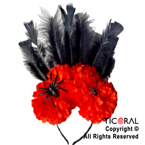 VINCHA FRIDA HALLOWEEN FLORES ARA?AS Y PLUMAS x 1